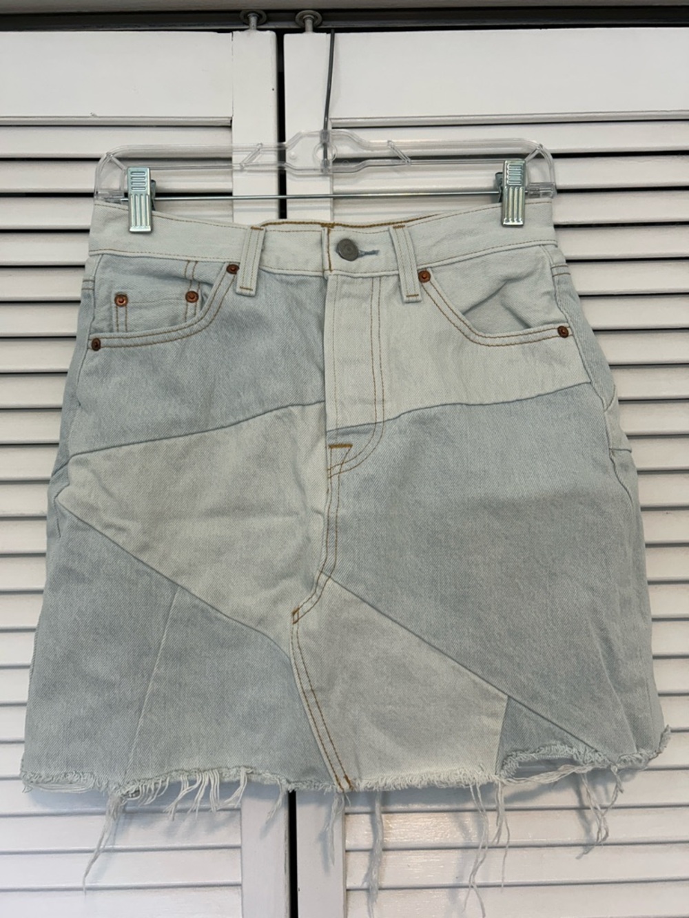 Levi's Two-Tone Light Blue Patchwork Denim Skirt